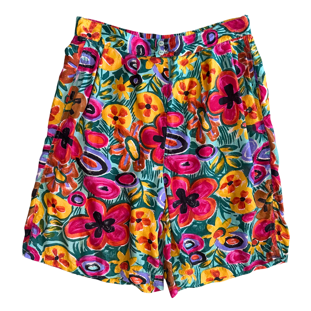 1990's Lightweight Silk Floral Shorts