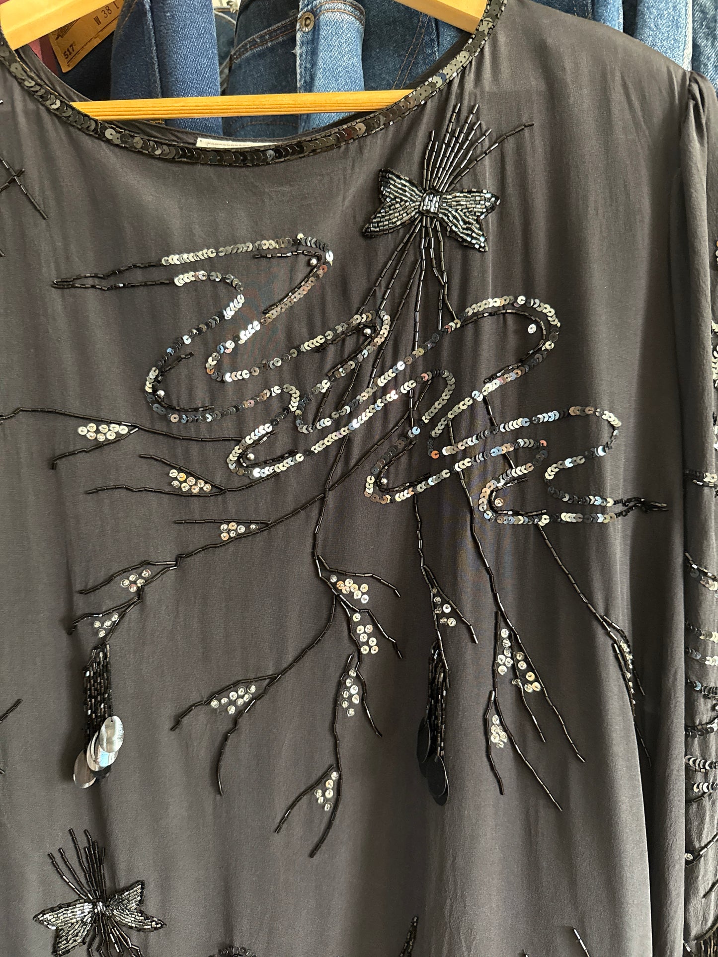 1990's Matte Silk Beaded/Sequined Dress | Silk Studio