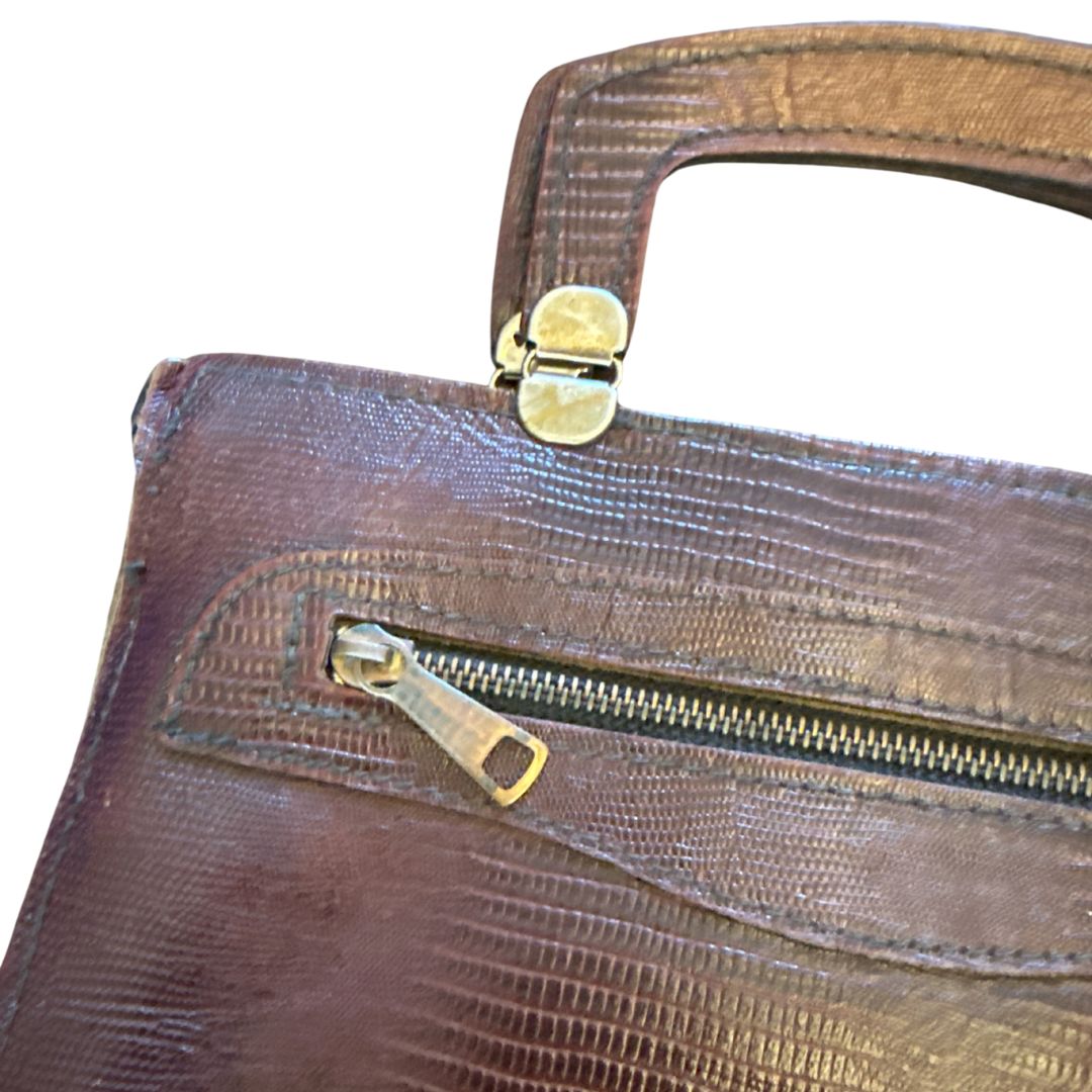 Vintage Velvet Lined Reptile Bag