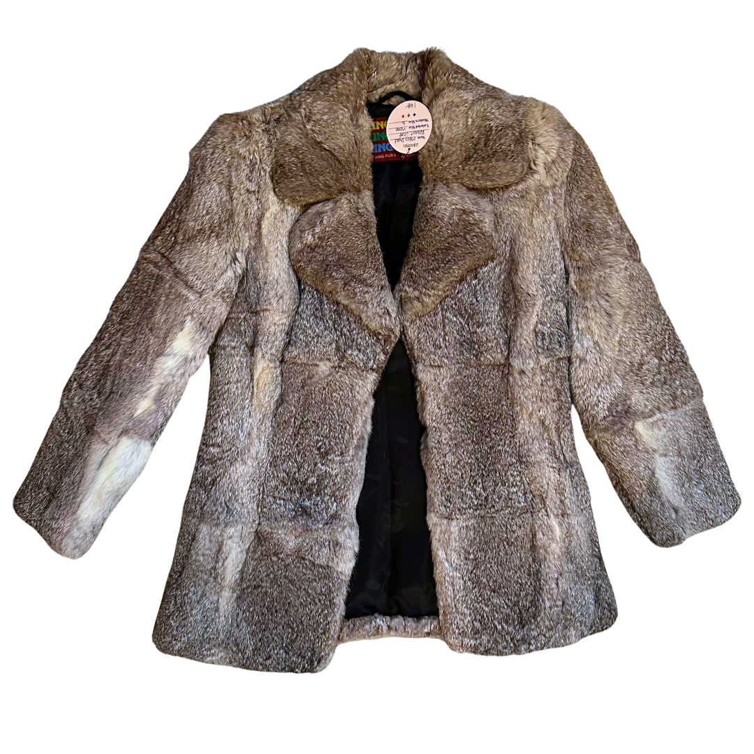 1980 s Dyed Rabbit Coat Kingflicks Blue Suede Vintage