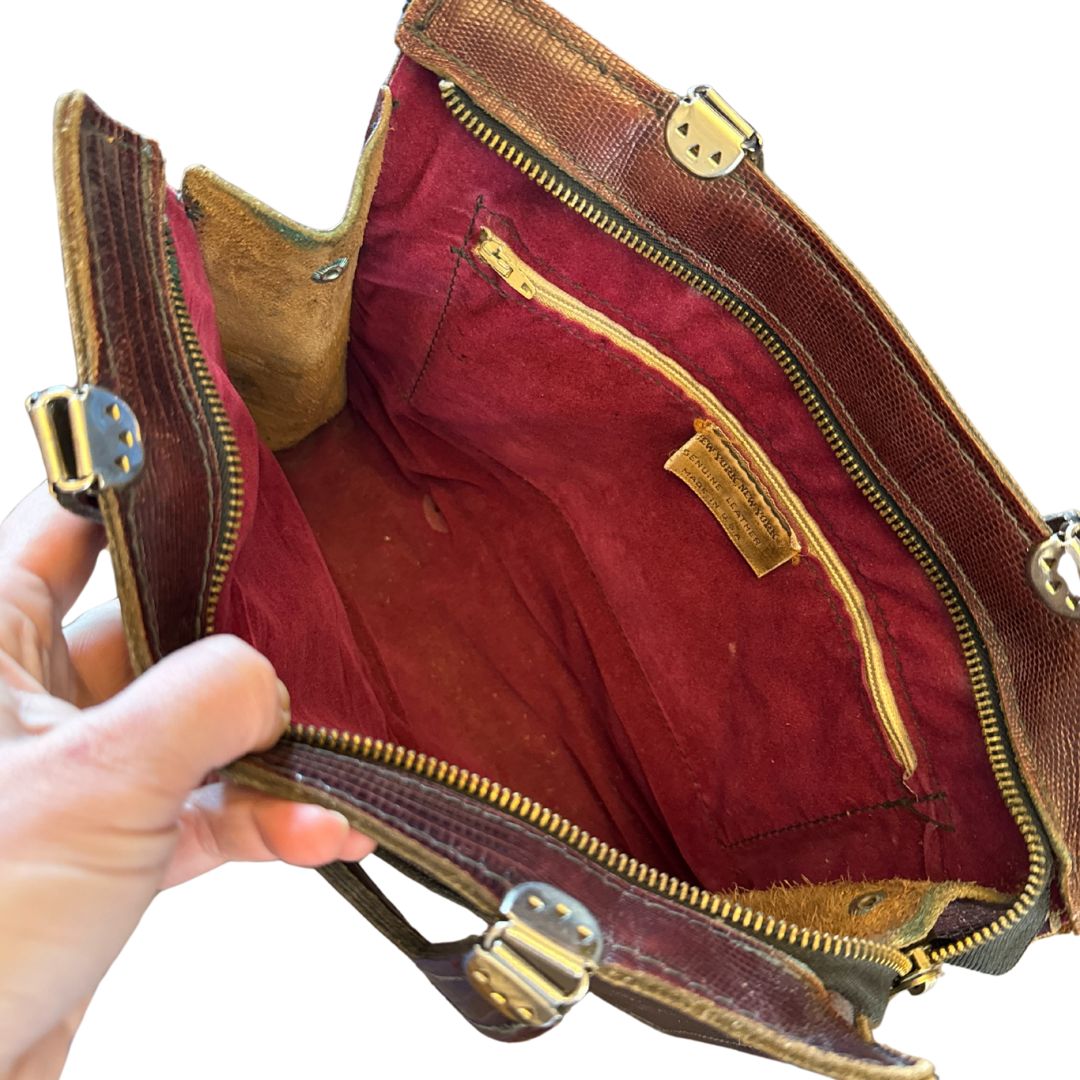 Vintage Velvet Lined Reptile Bag