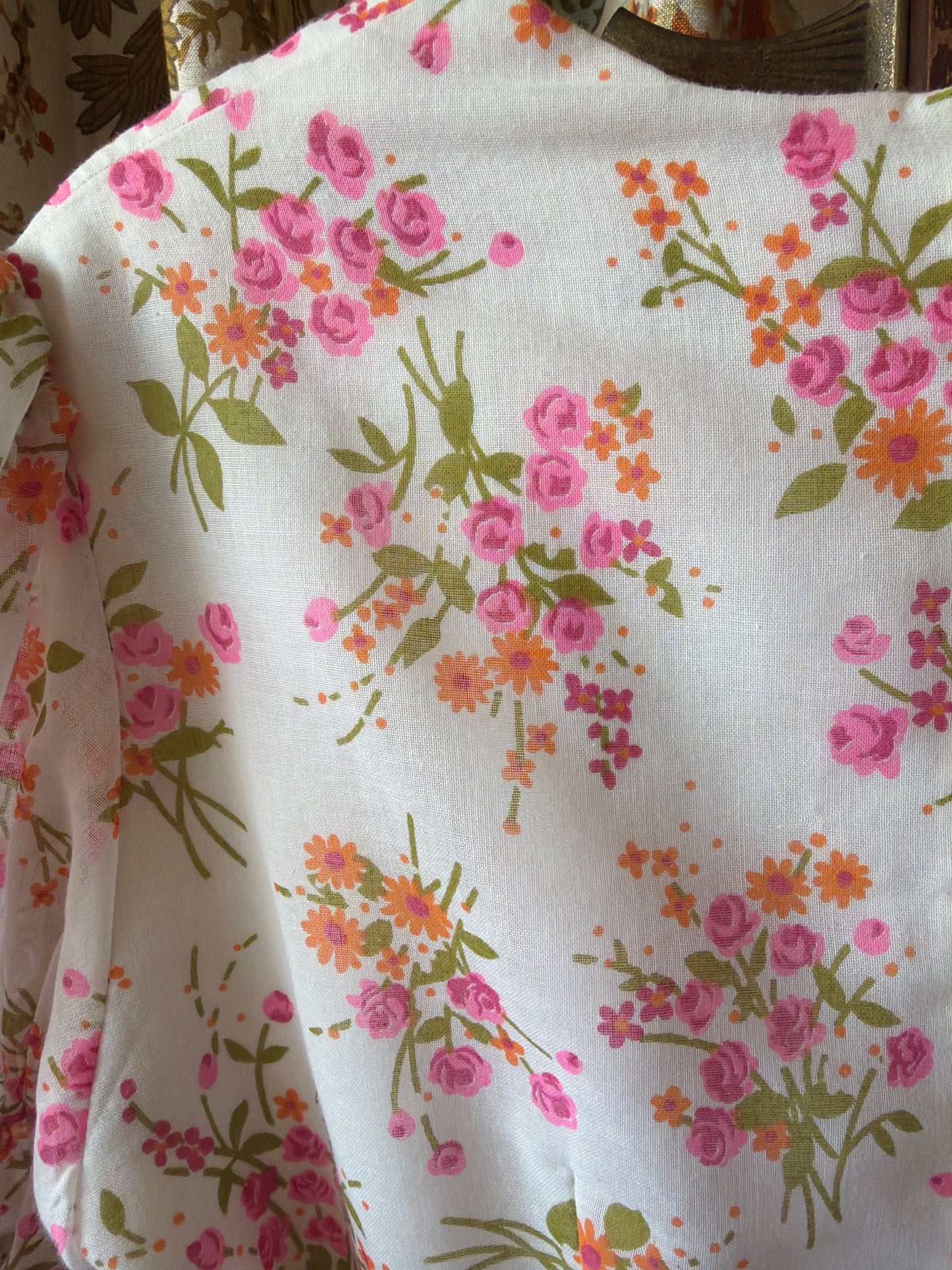 1970's Hot Pink Floral Prairie Maxi Dress