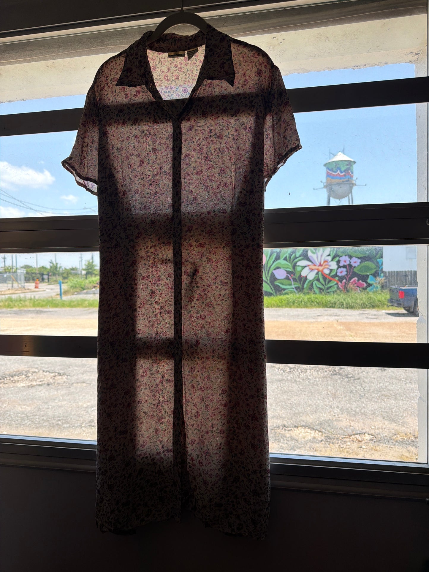 1990's Rayon Chiffon Floral Shirt Dress AS IS | Cherokee