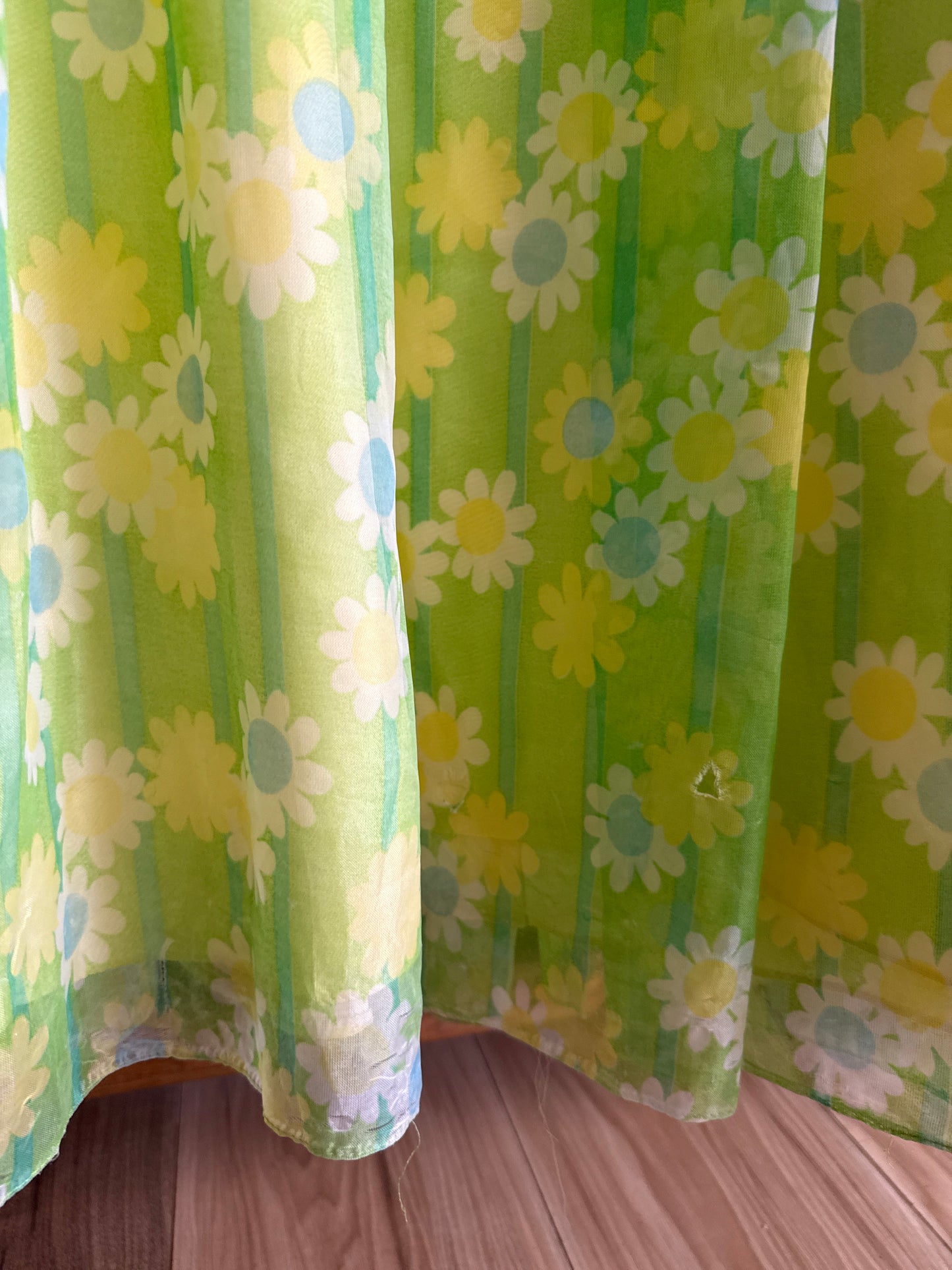 1960's Green Flower Power Ruffle Dress | Montgomery Ward