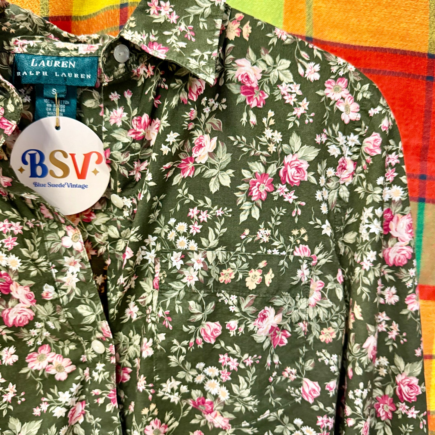 1990's Dark Floral Cotton Blouse | Lauren Ralph Lauren