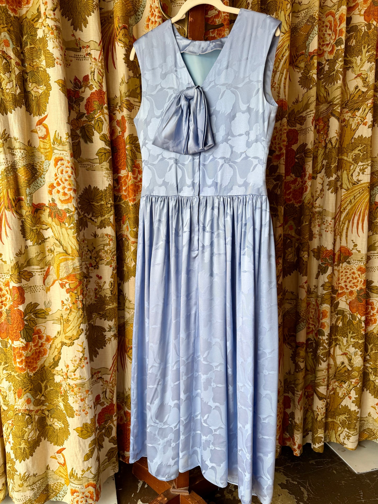 1960's Periwinkle Floral Bow Back Dress