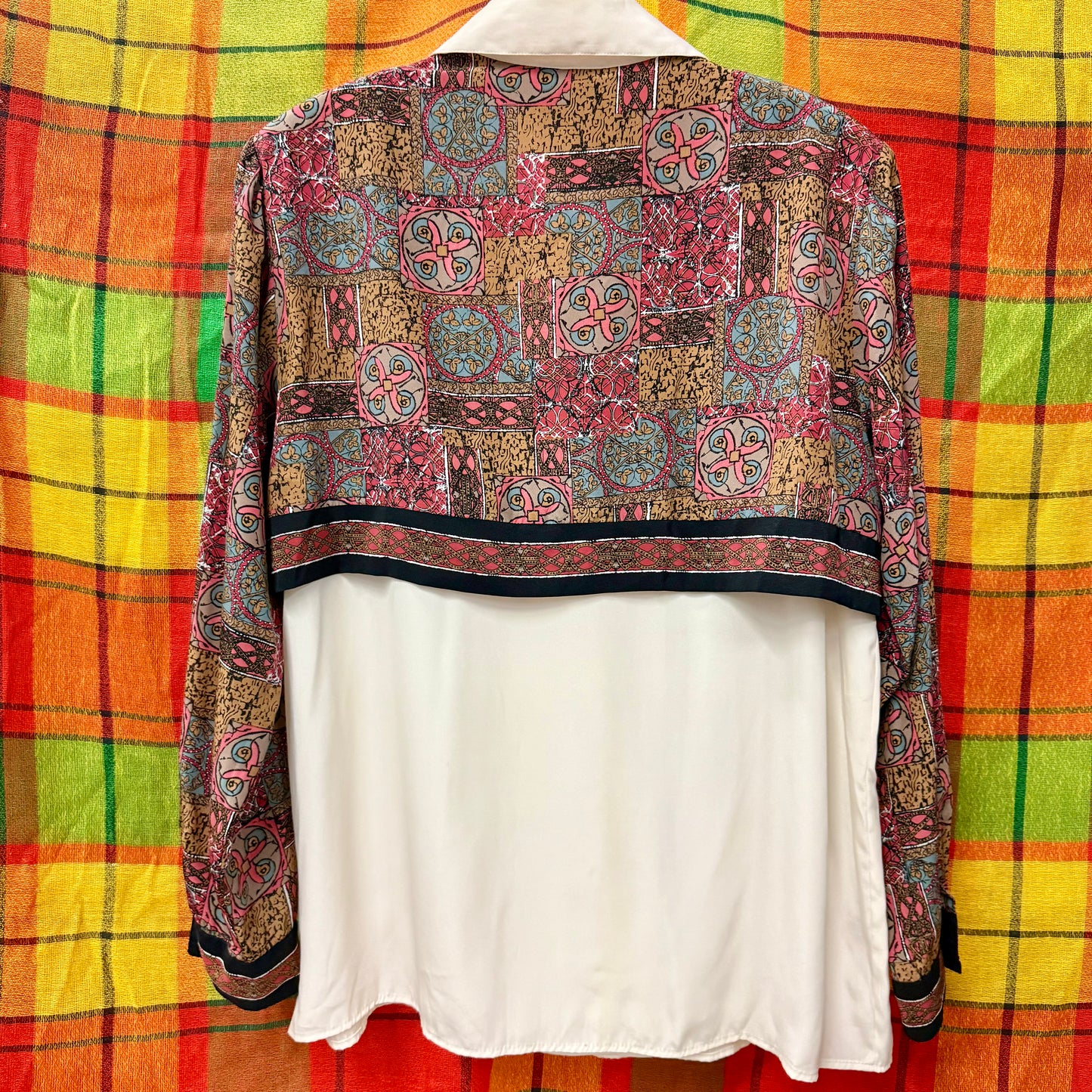 1990's Scarf Overlay Silky Blouse | Liquid Silk