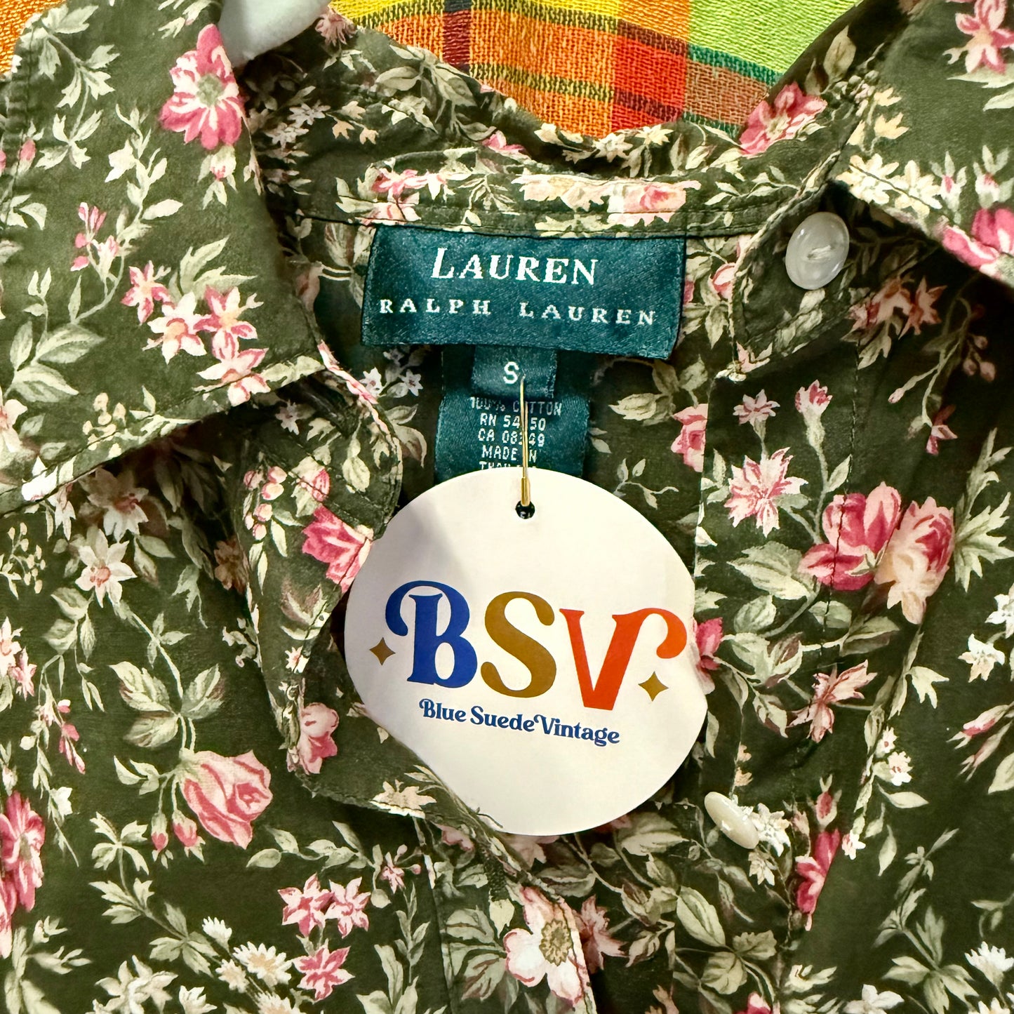 1990's Dark Floral Cotton Blouse | Lauren Ralph Lauren