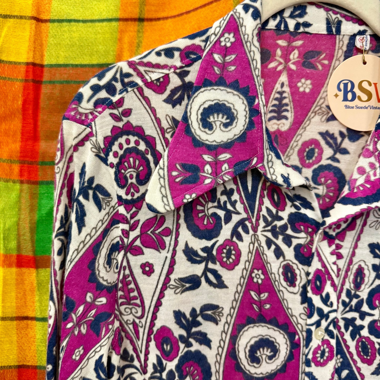1970's Purple Paisley Knit Blouse | Herma