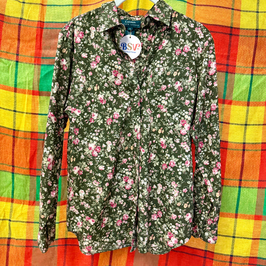 1990's Dark Floral Cotton Blouse | Lauren Ralph Lauren