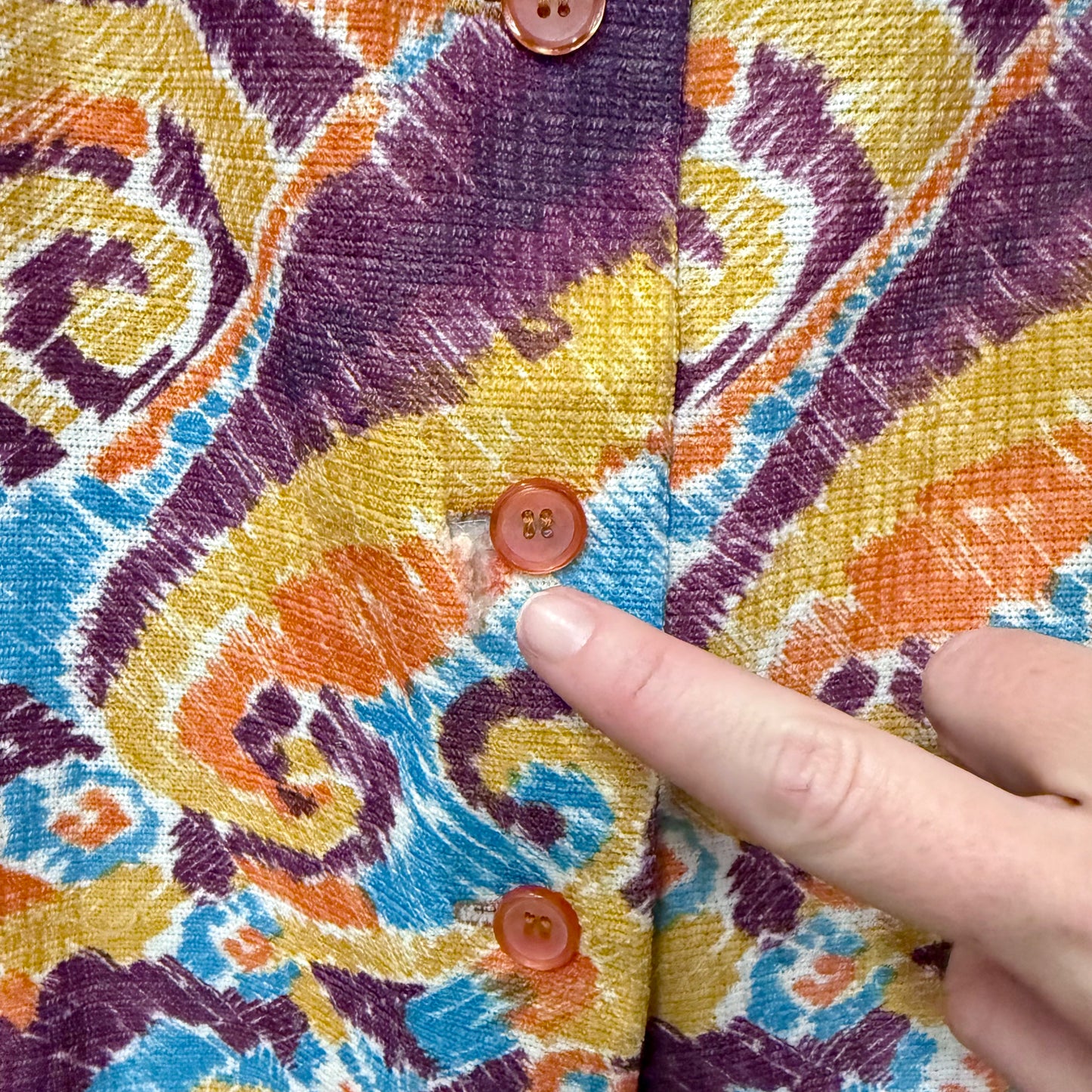 1970's Puff Sleeve Pencil Sketch Blouse