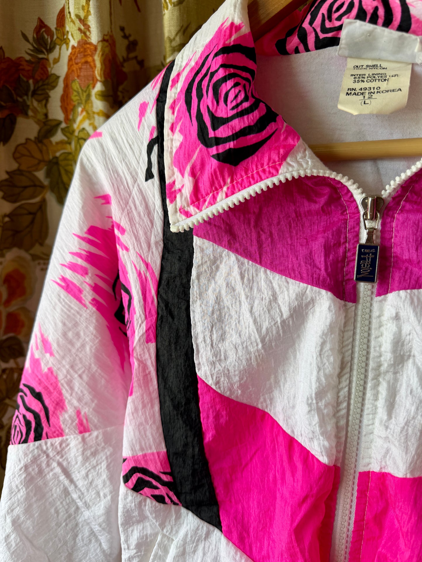 1990's Neon Pink Rose Windbreaker | Cross Fusion