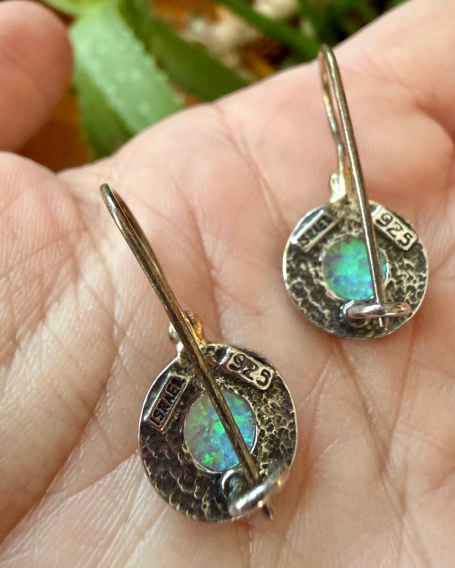 Vintage Opalescent Sterling Silver Earrings