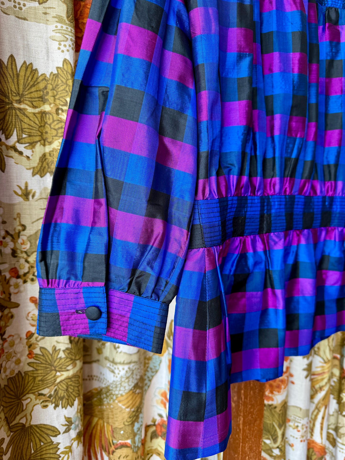 ~1990's Silk Stripe Button Front Blouse | Thai Silk