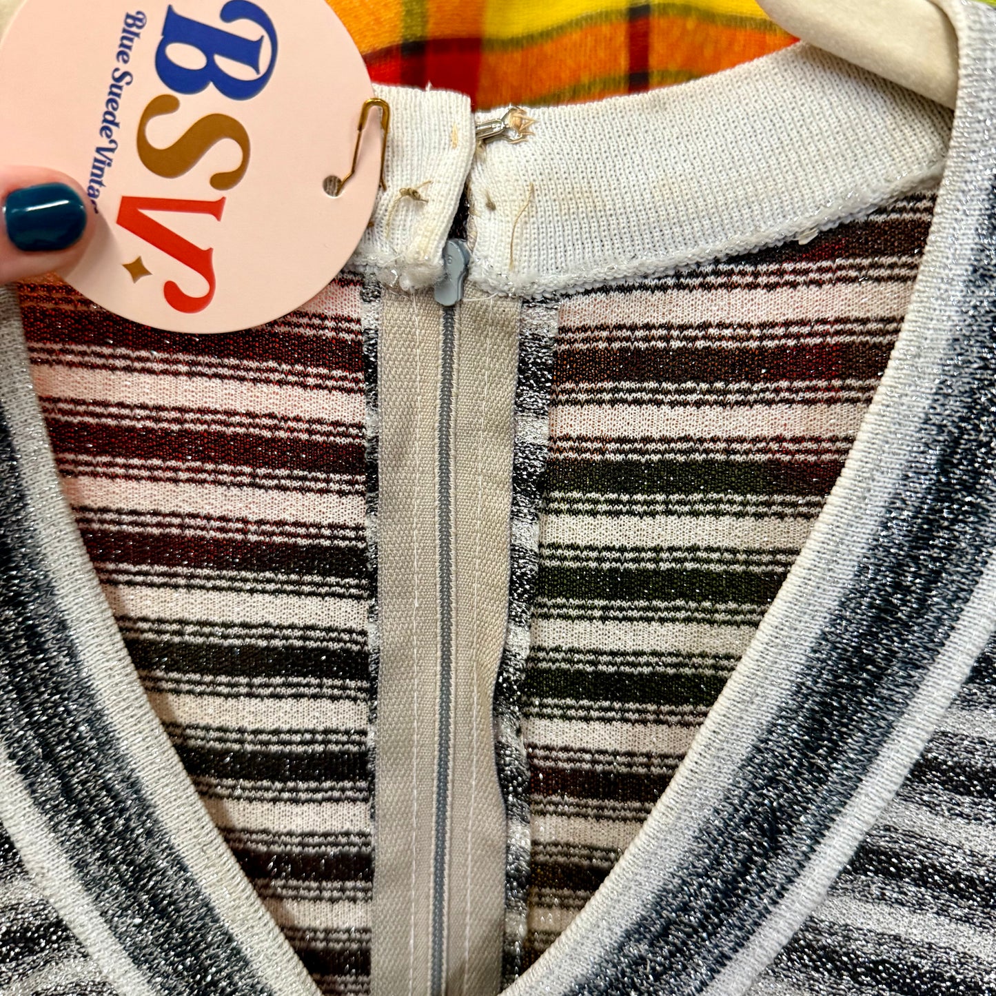 1970's/80's Metallic Stripe V-Neck Blouse