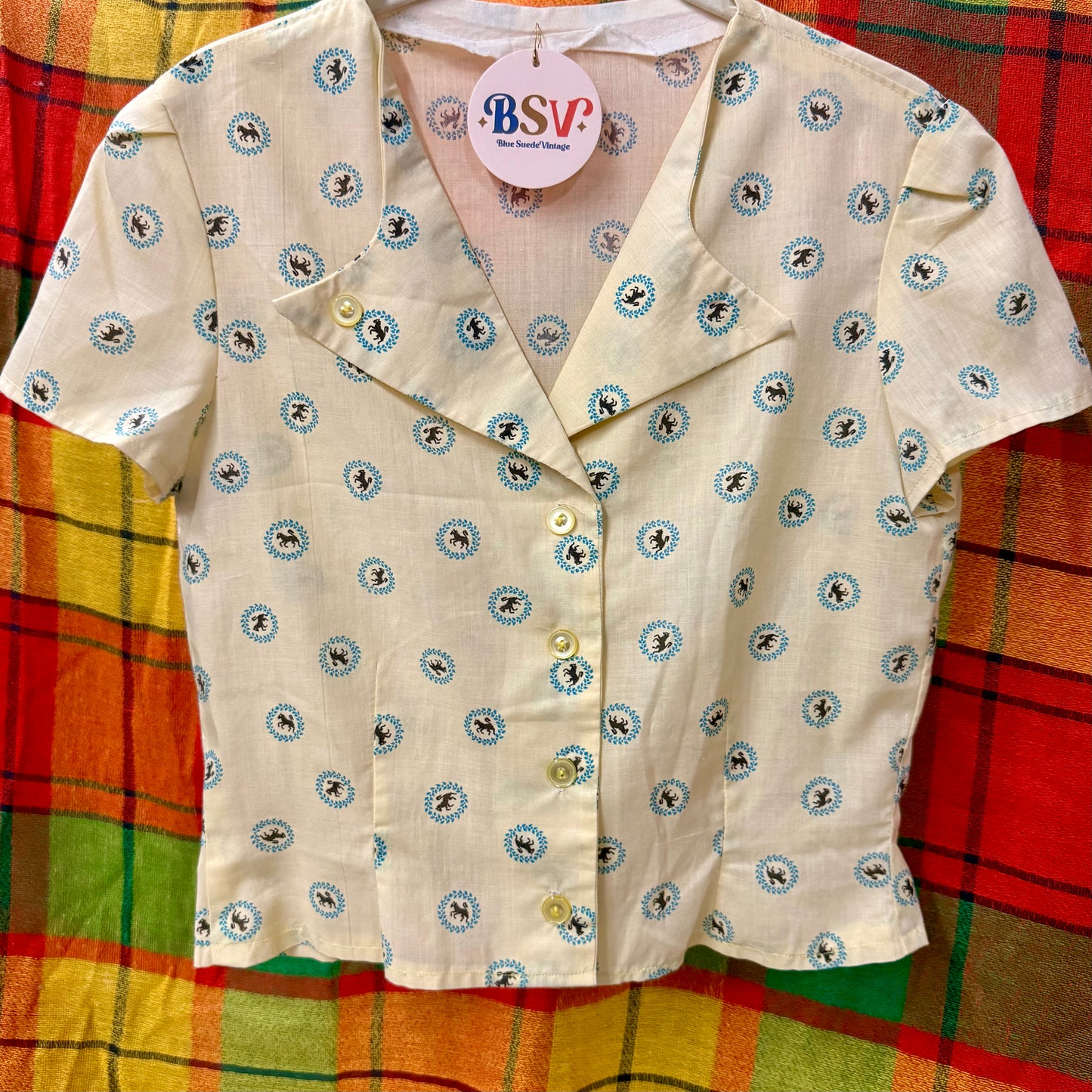 1950's Novelty Print Horse Blouse