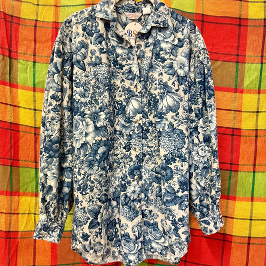 1990's Blue Floral Blouse | Gotcha Covered