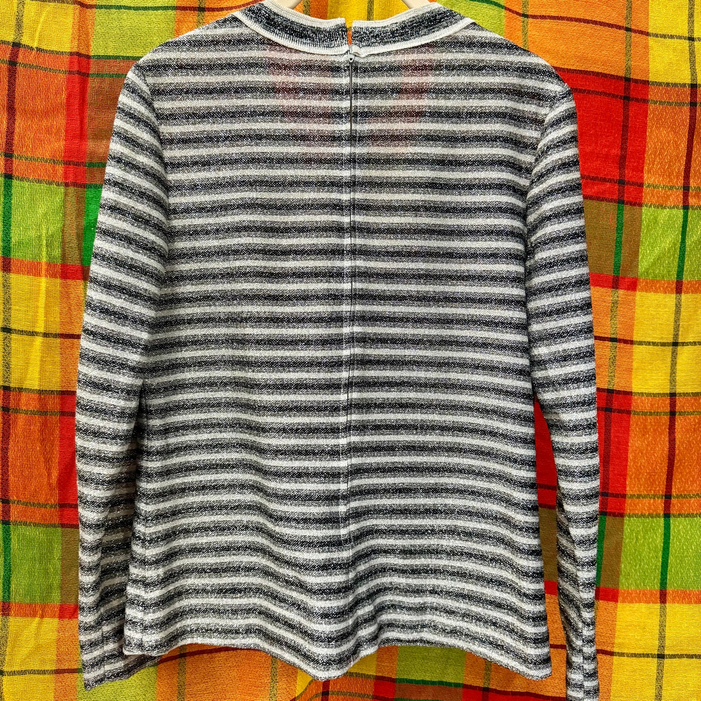 1970's/80's Metallic Stripe V-Neck Blouse