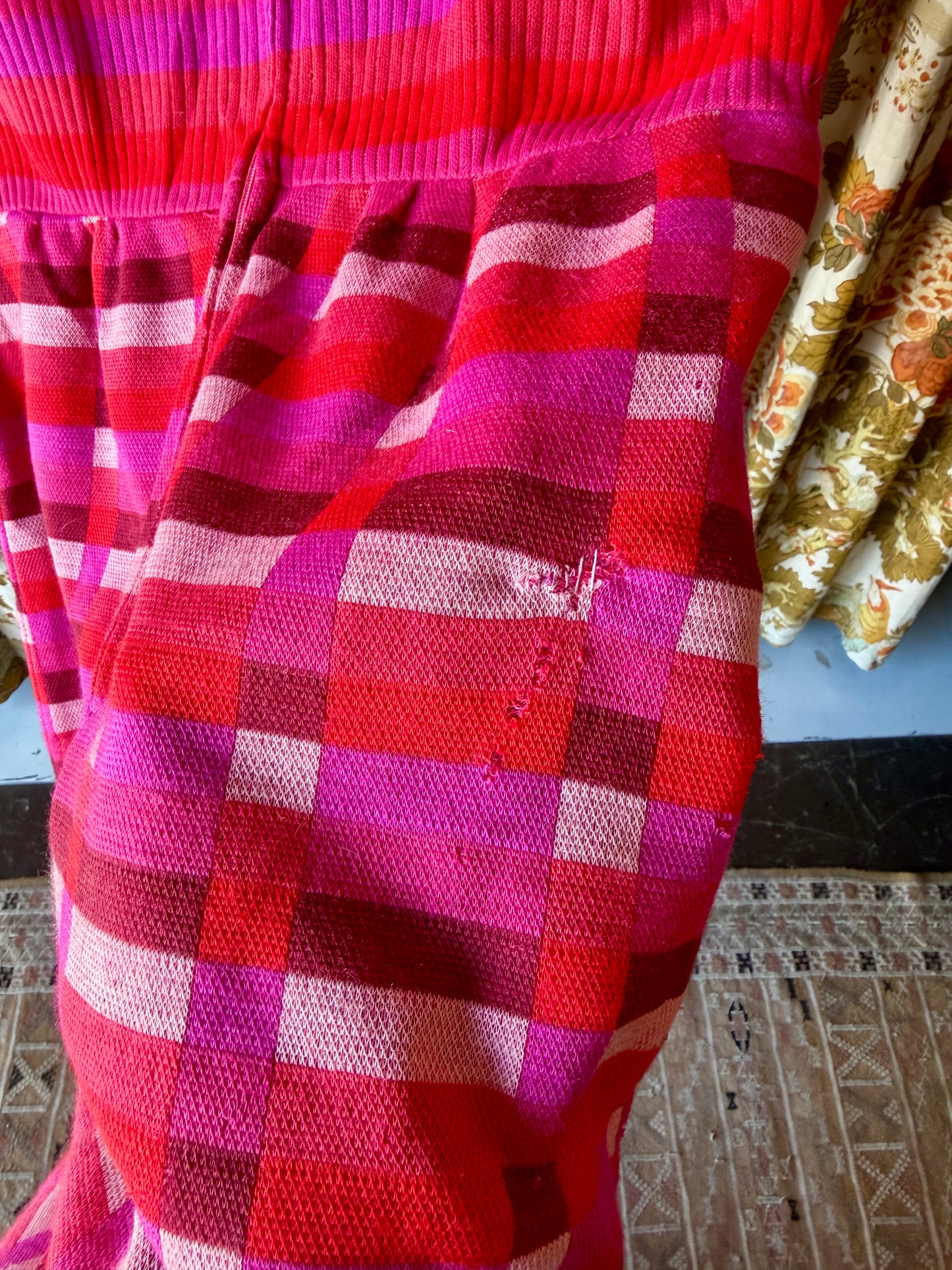1960's/70's Orange & Pink Knit Dress AS IS