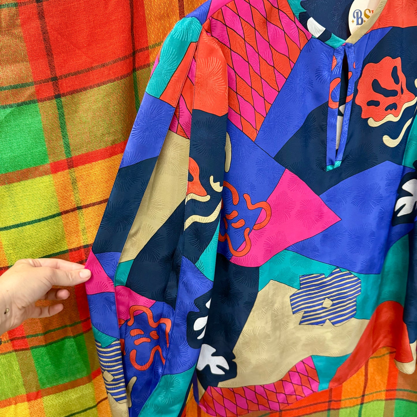 1970's/80's Silky Abstract Blouse | Lillie Rubin