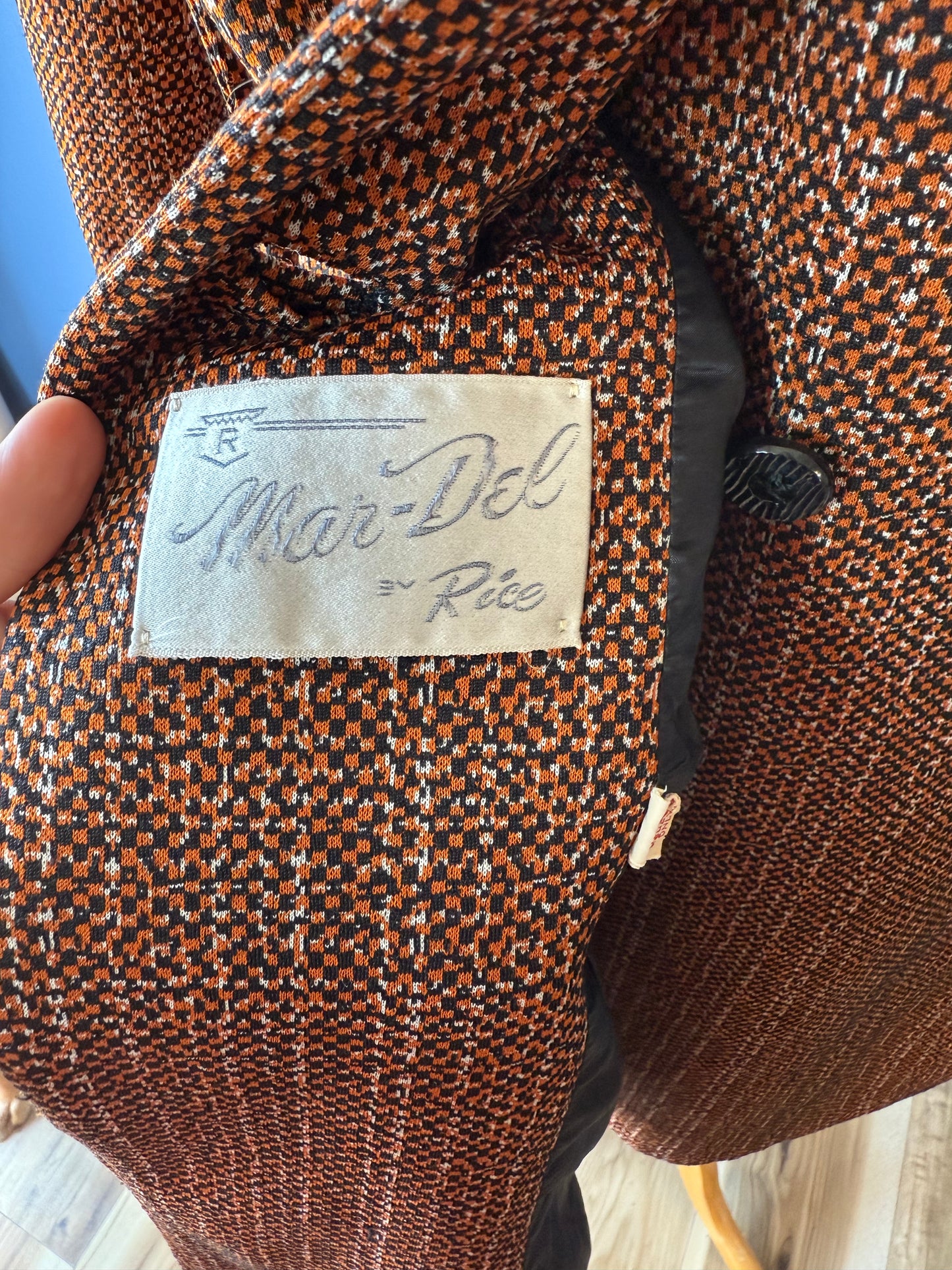 1970's Orange Patterned Coat | Mar Del