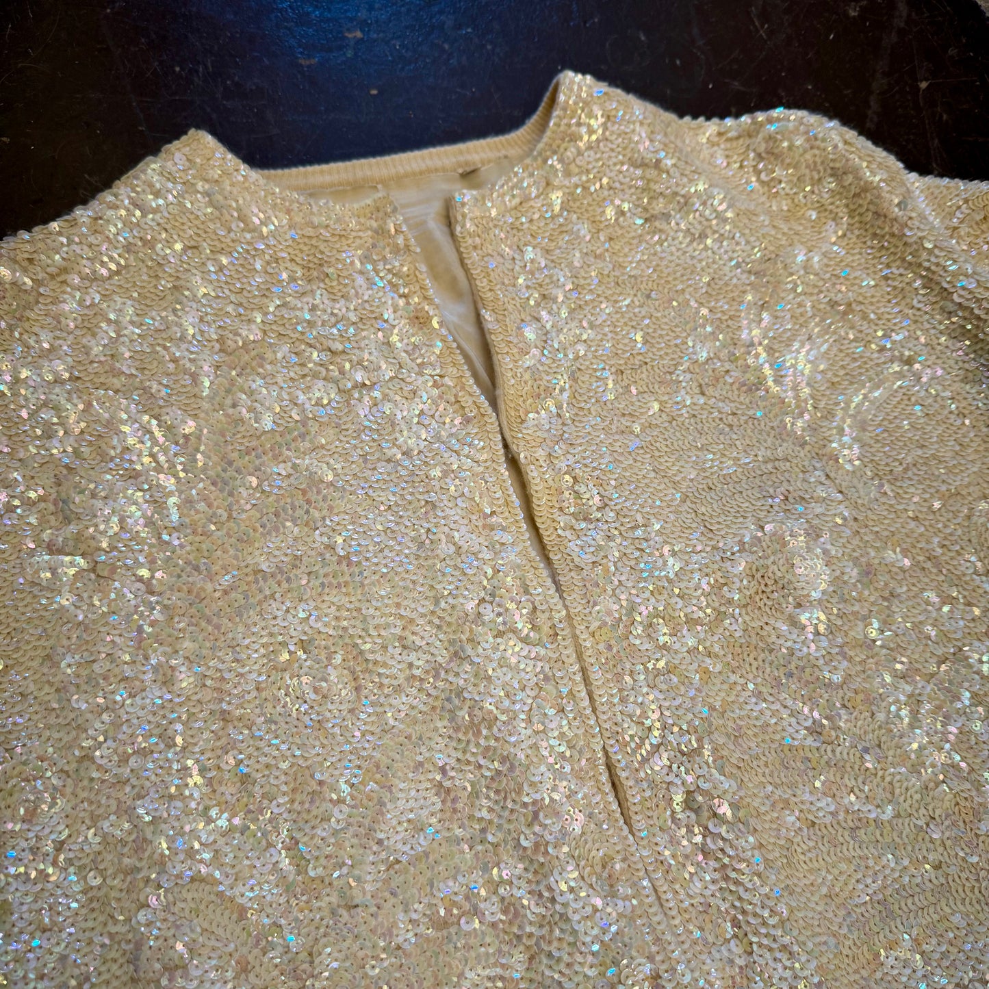 1960's Fully Sequined Cream Cardigan