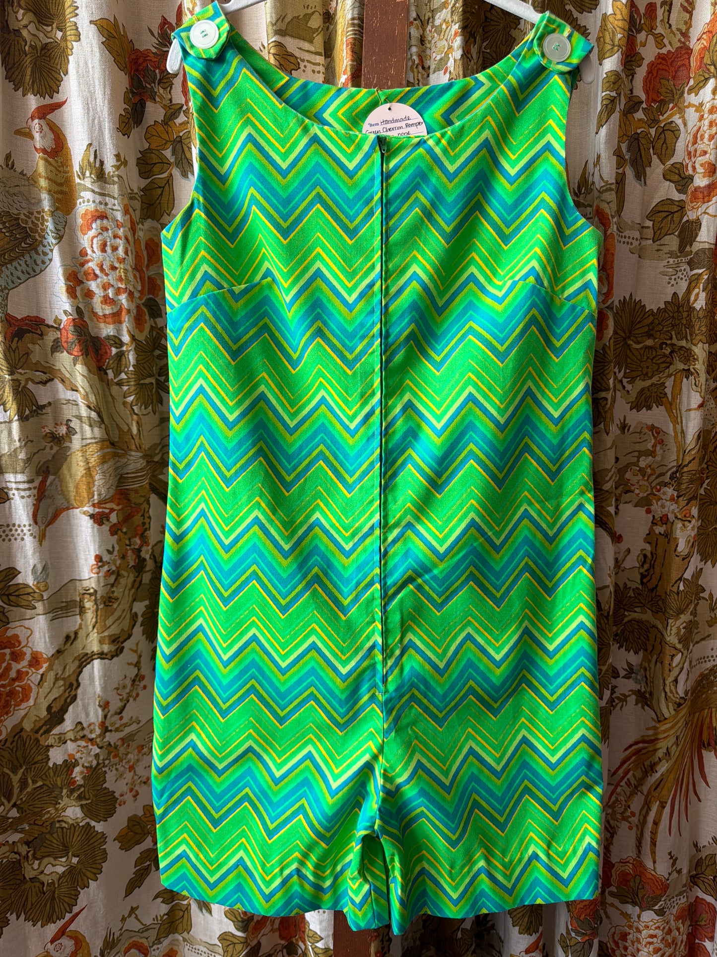Handmade Green Chevron Romper