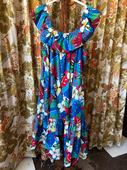 1980's Tropical Toucan Dress | David Brown
