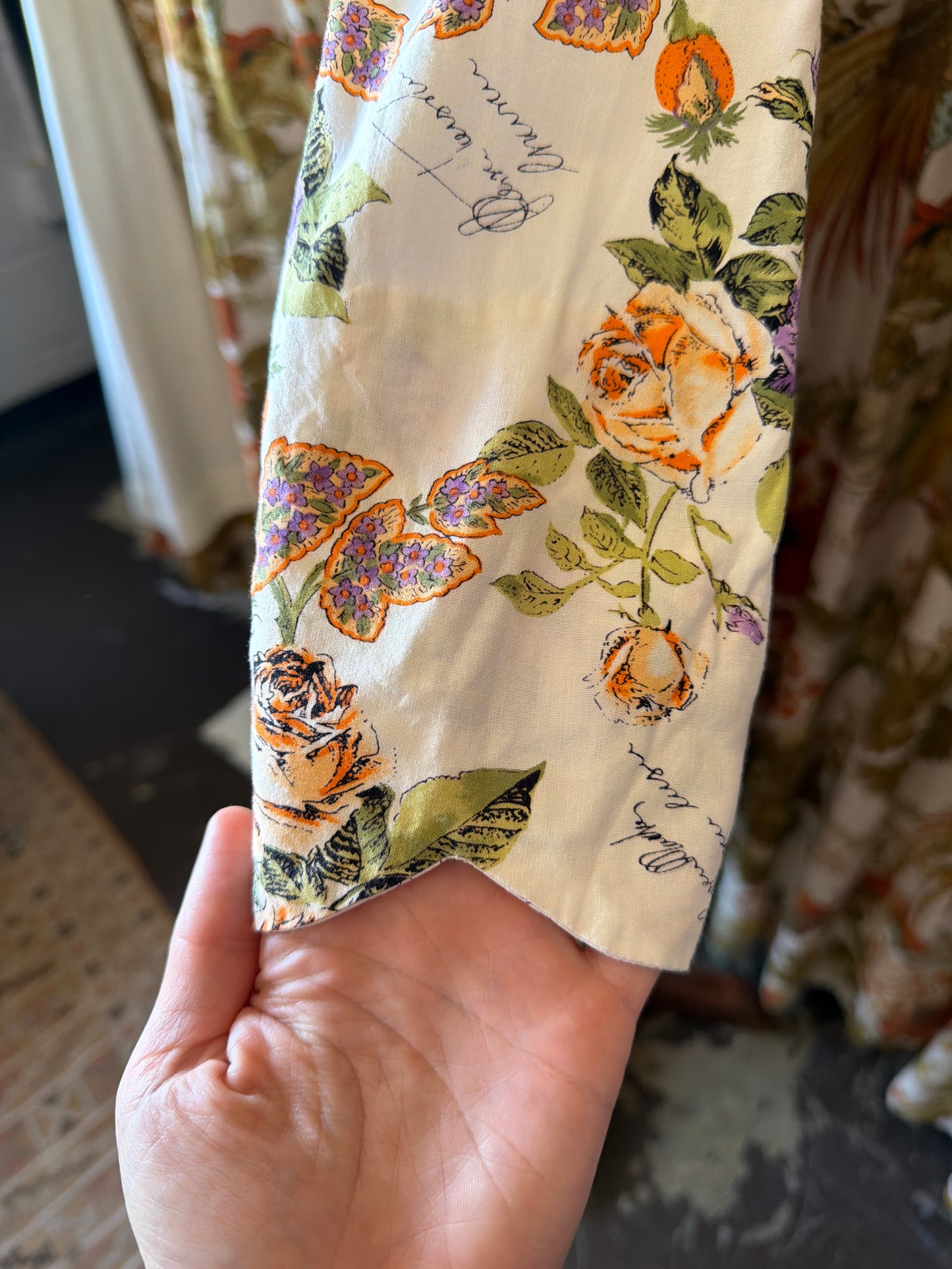 1980's Dropwaist Rose Script Dress