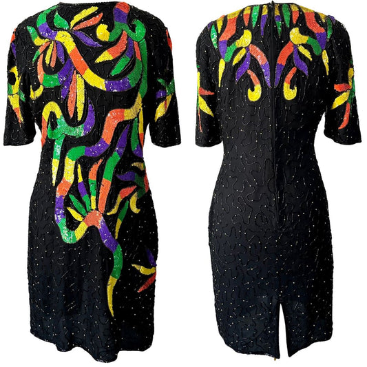 1990's Neon Sequined Dress | Tan Chho