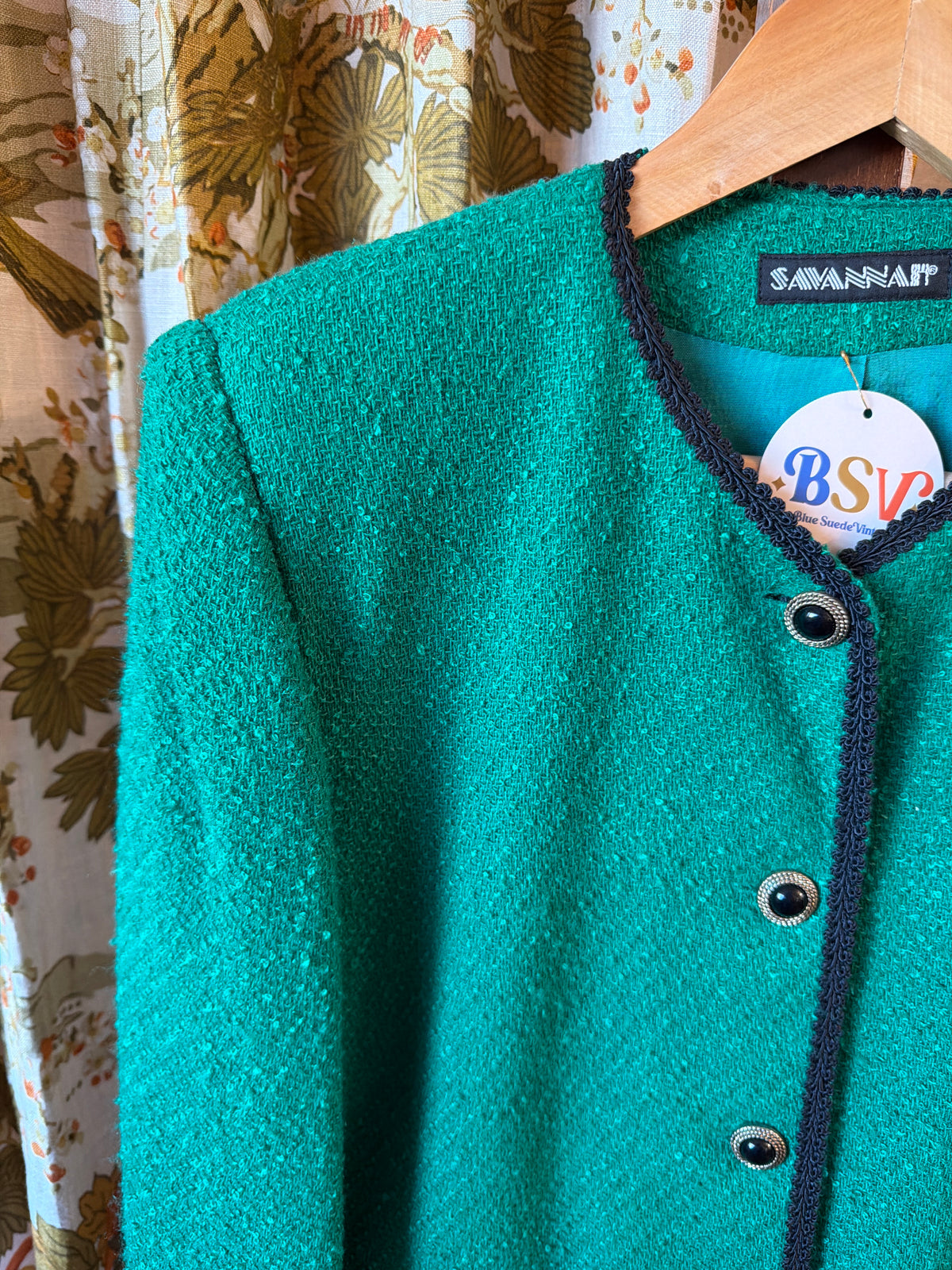 1980's/90's Green Bouclé Blazer | Savannah