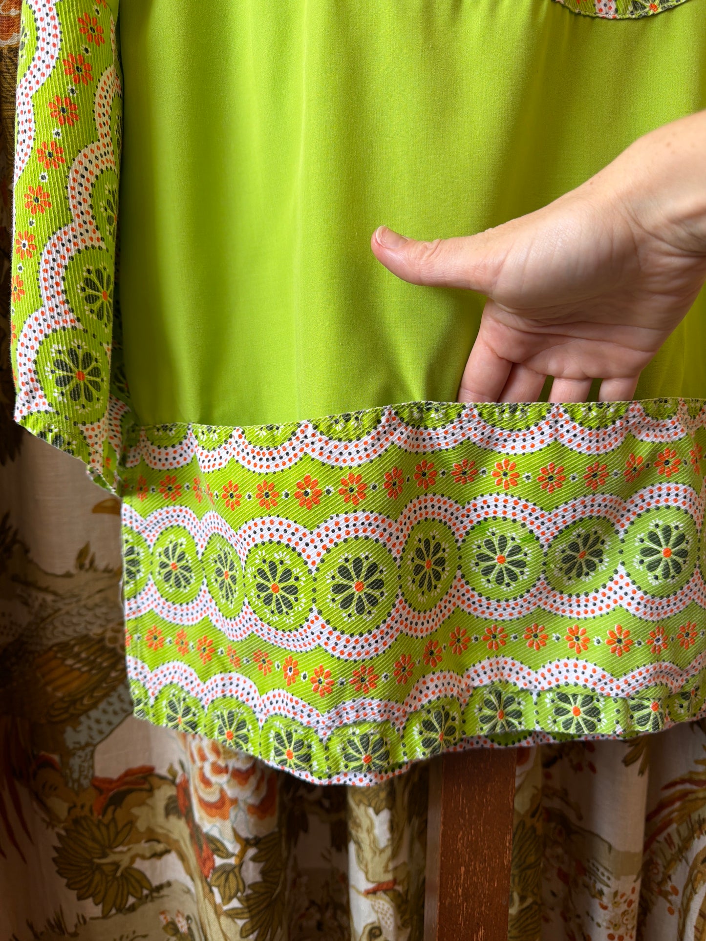 1970's Lime Bell Sleeve Smock Top