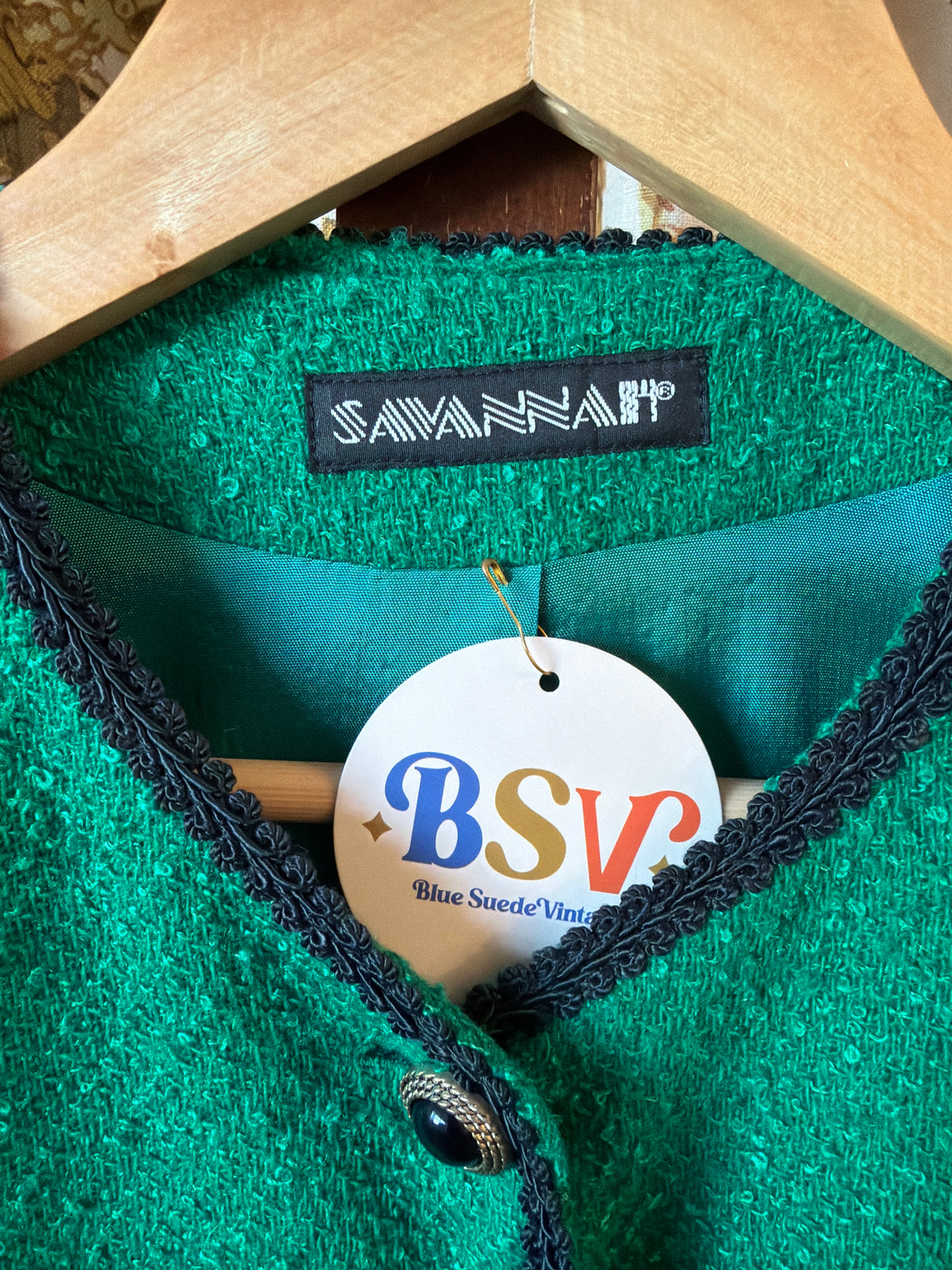 1980's/90's Green Bouclé Blazer | Savannah