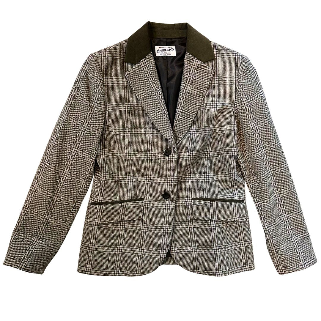 1990's Green Checkered Wool Blazer | Pendleton