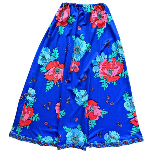 1970's Handmade Bold Floral Maxi Skirt