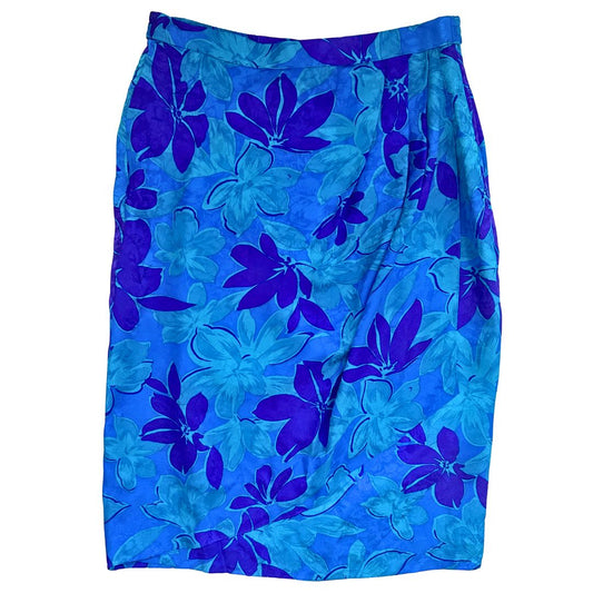 1990's Tropical Silk Faux Wrap Skirt