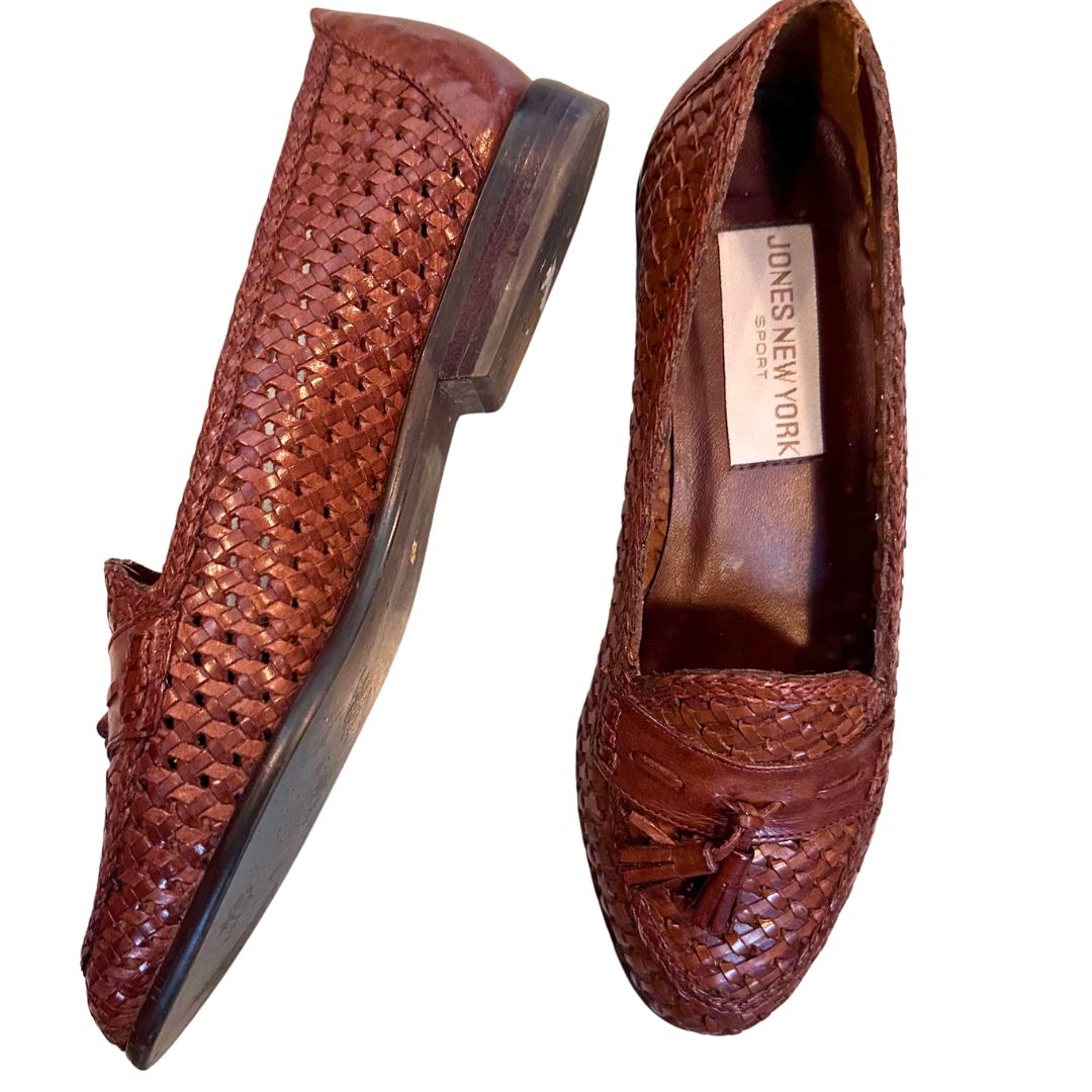1990's Woven Leather Loafers | Jones New York | Size 7.5