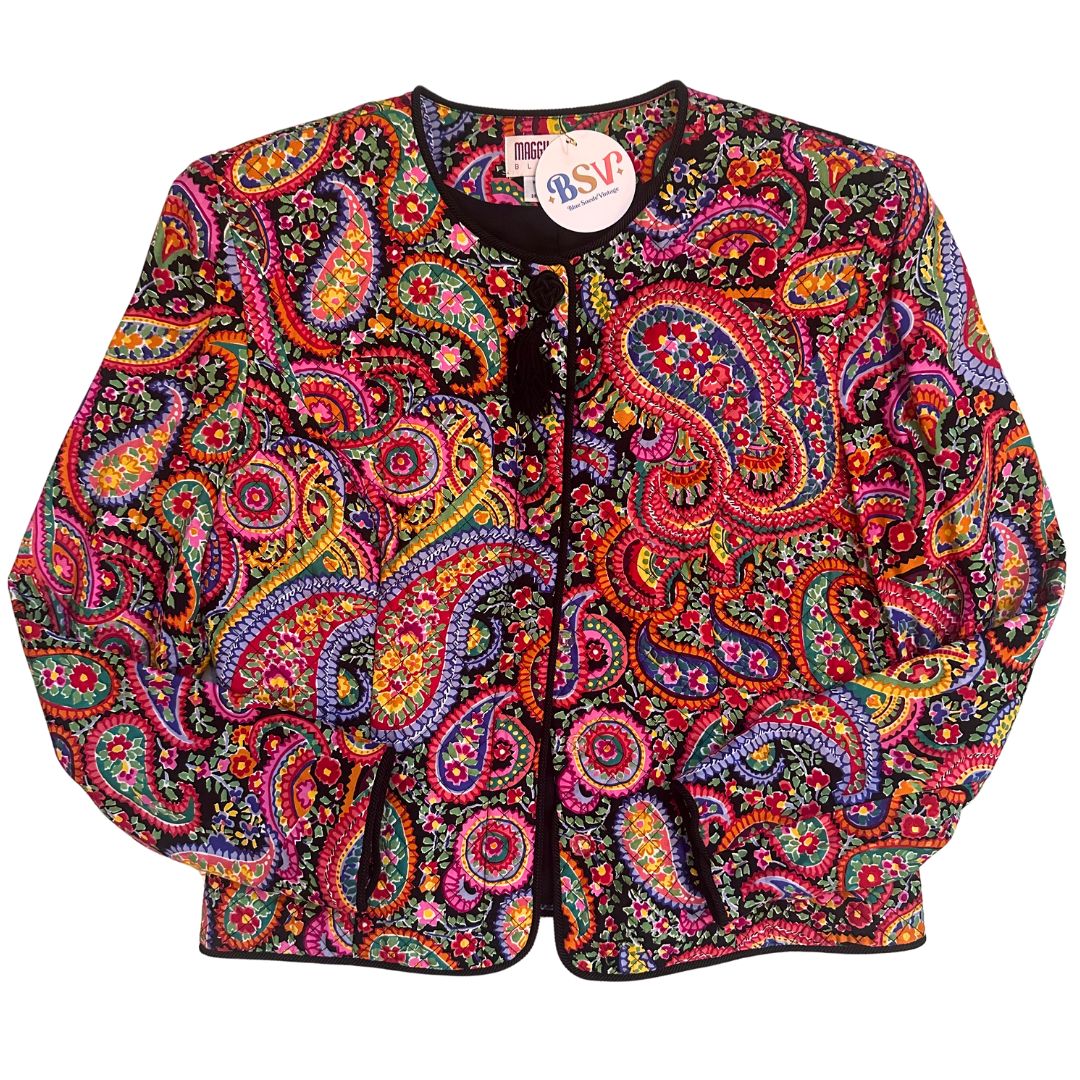 1990's Bright Paisley Quilted Jacket | Maggy London