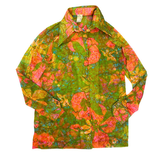 1970's Neon Abstract Sheer Shirt | Accentuette