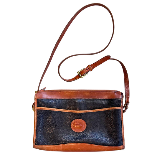 1980's Black and Brown Leather Crossbody | Dooney & Bourke