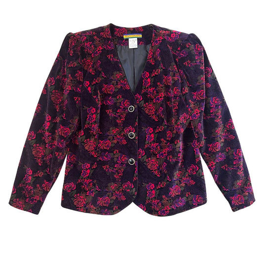 1990's Puff Shoulder Floral Velvet Jacket | Bryn Connelly