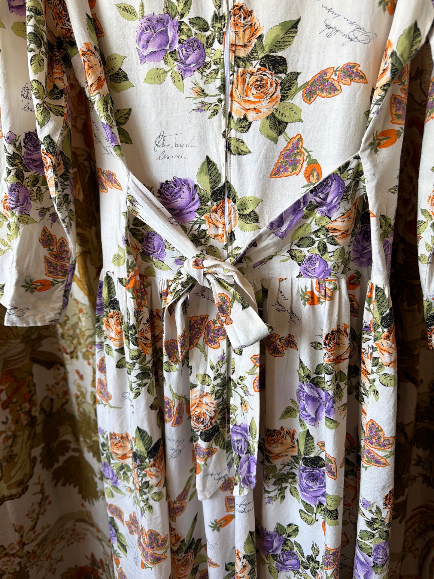 1980's Dropwaist Rose Script Dress