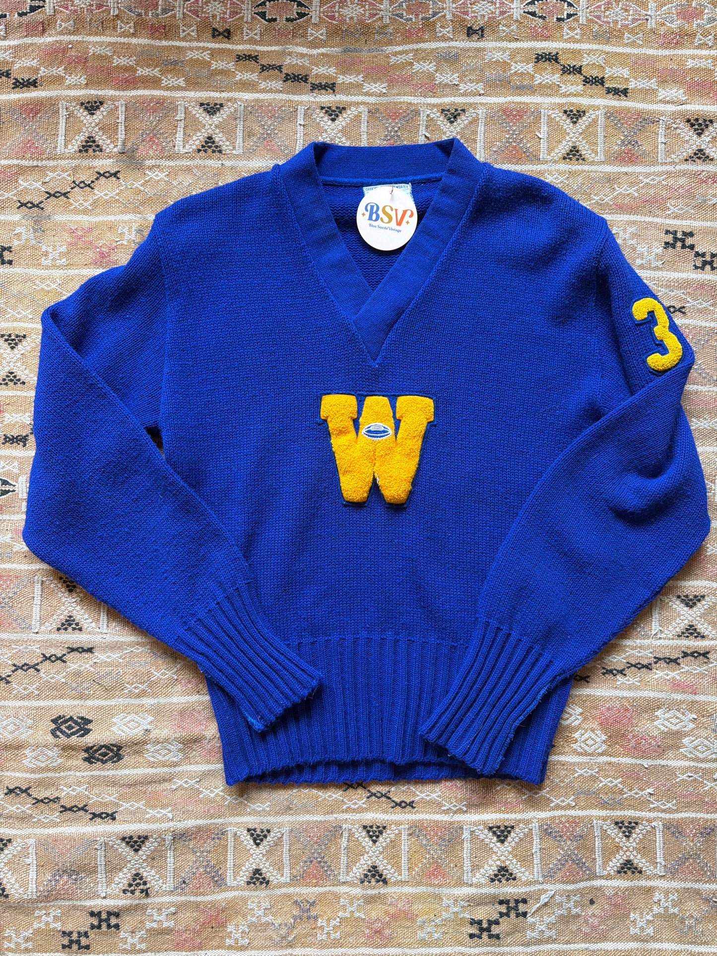1970's Acrylic W Letterman Sweater | Bristol Products