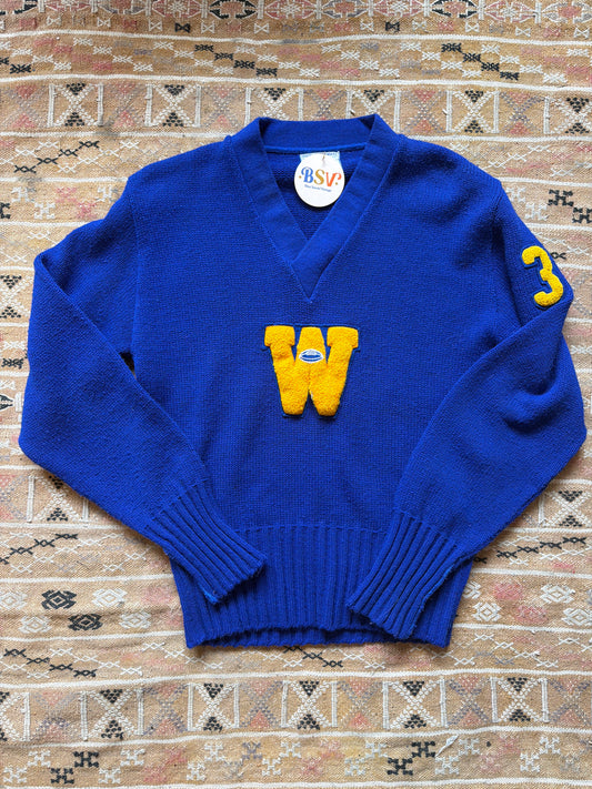 1970's Acrylic W Letterman Sweater | Bristol Products