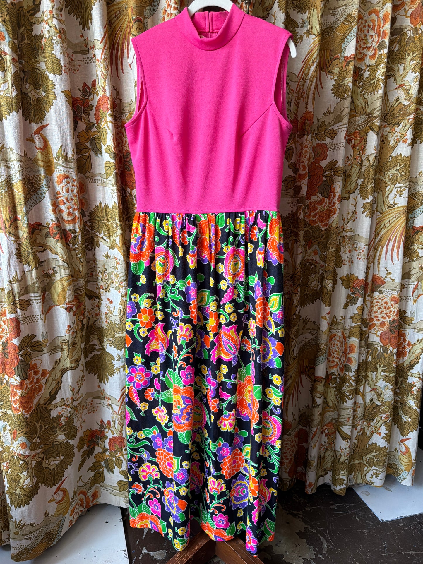 1970's Neon Floral Skirted Tank Dress | Mr. B of California