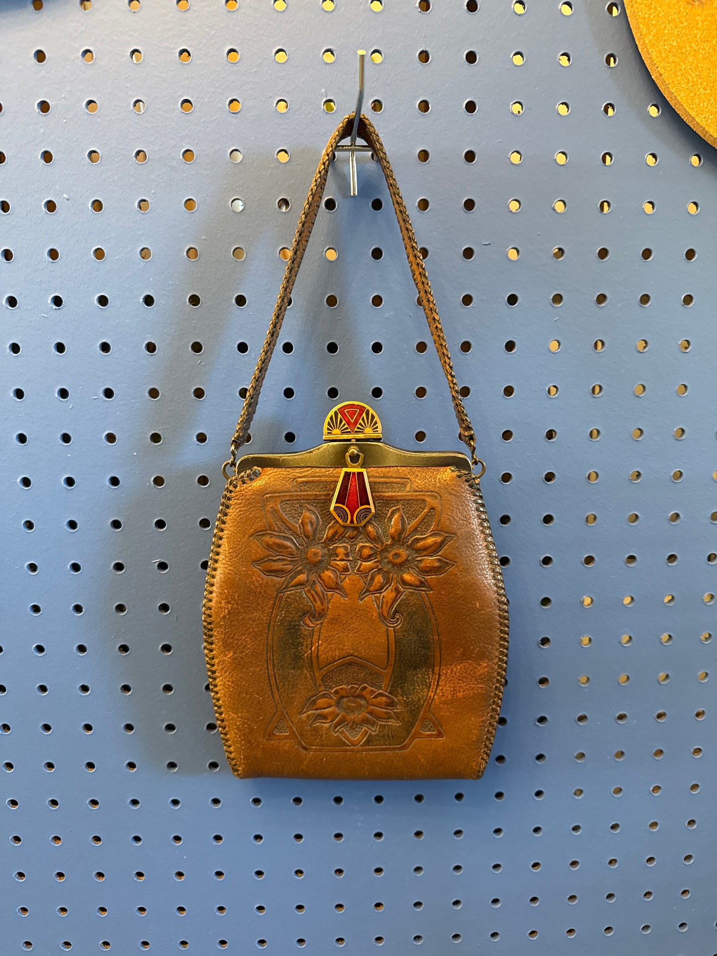 1918 Art Nouveau Tooled Leather Bag