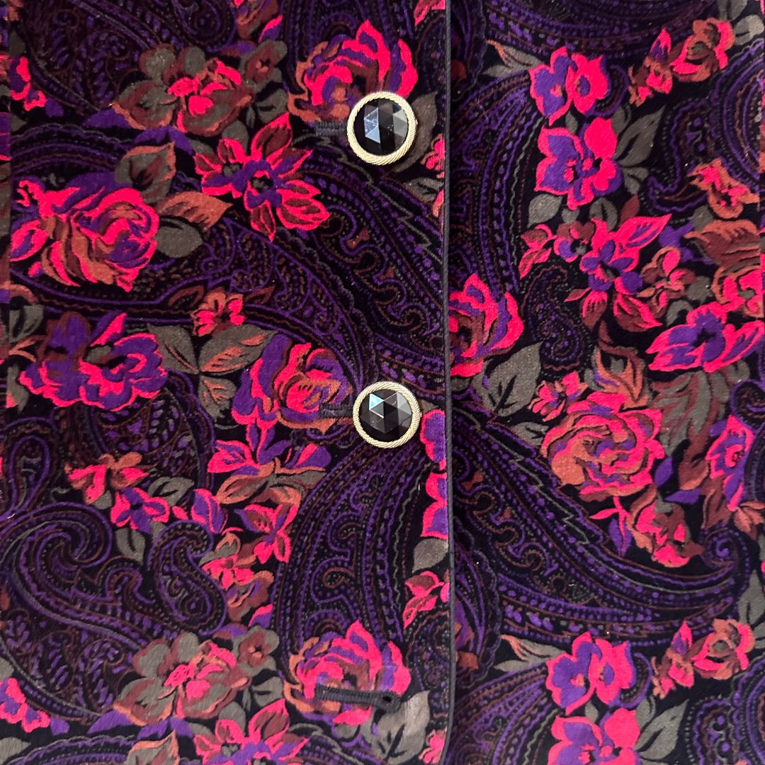 1990's Puff Shoulder Floral Velvet Jacket | Bryn Connelly