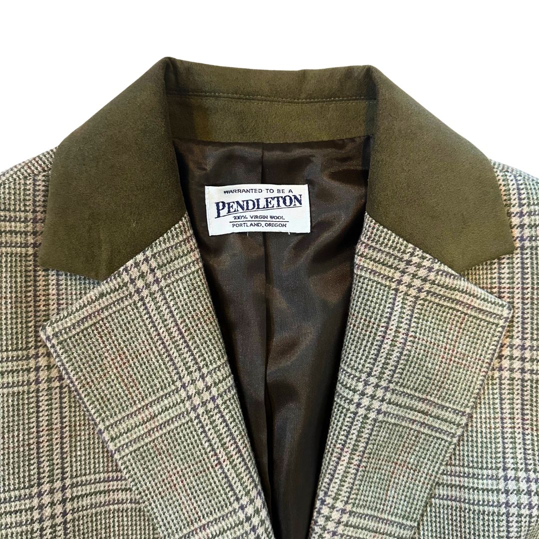 1990's Green Checkered Wool Blazer | Pendleton