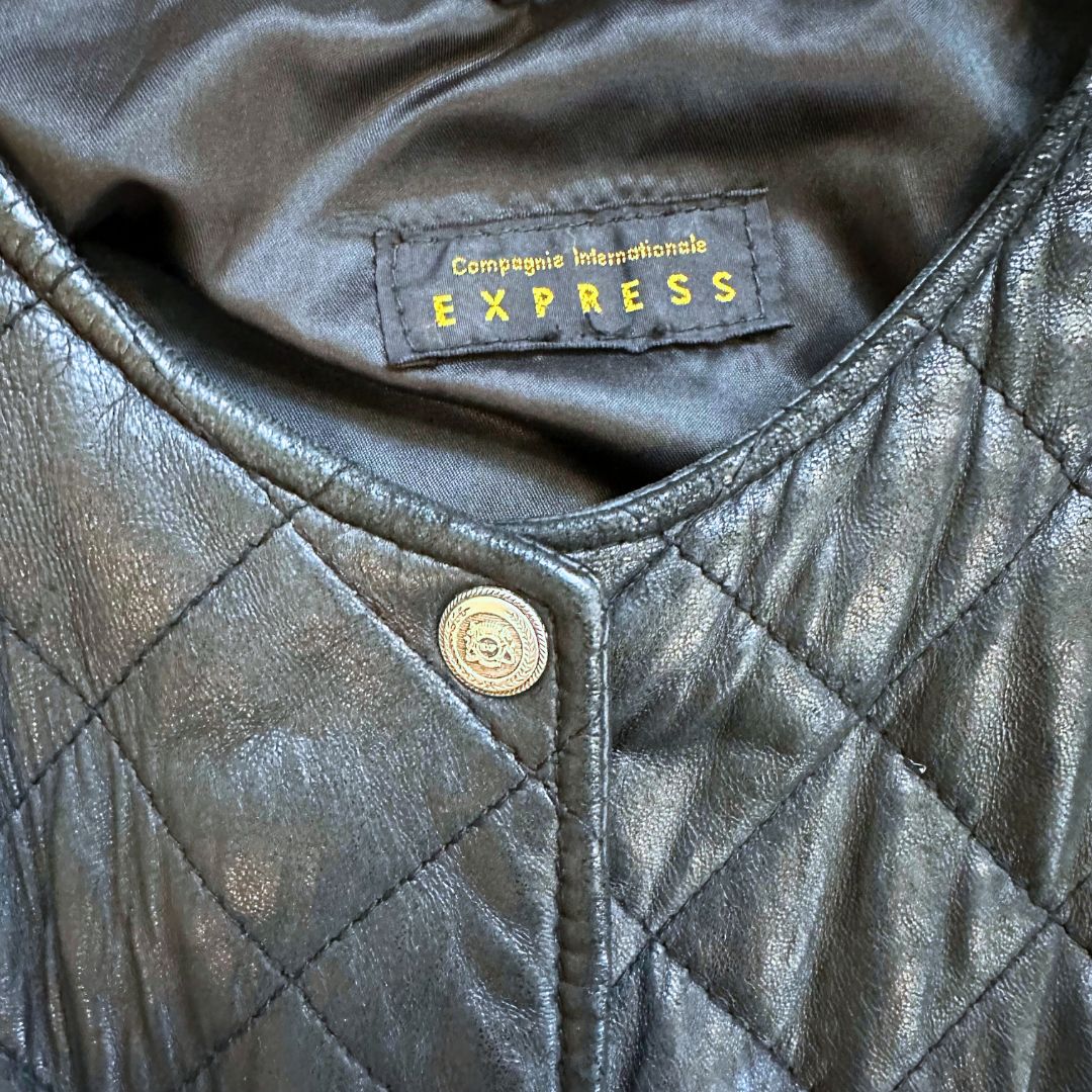 1990's Black Quilted Leather Jacket | Express