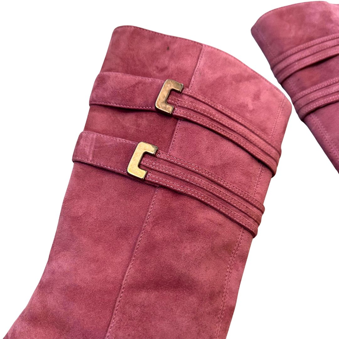 2000's Pink Suede Kitten Heel Boots | Via Spiga | Size 8.5